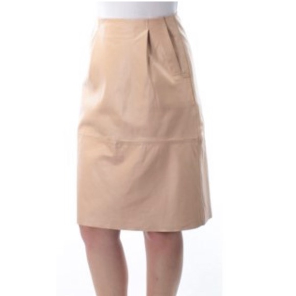 French Connection Blush Leather Skirt - Picture 3 of 10